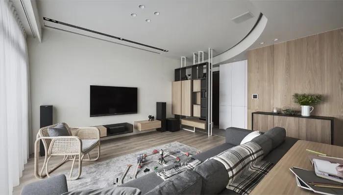 入口建玄关，客厅缩一半，却只为体现最为纯粹的居家体验